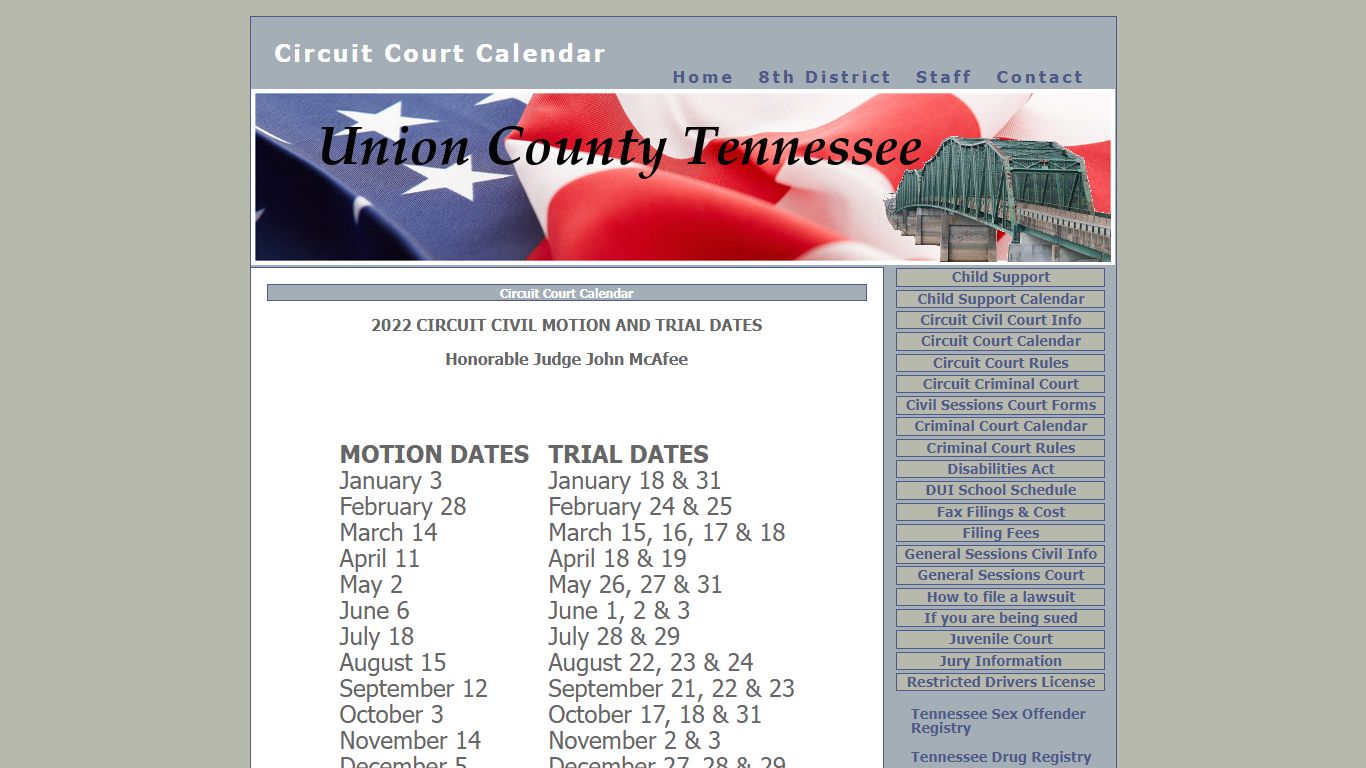 Circuit Court Calendar