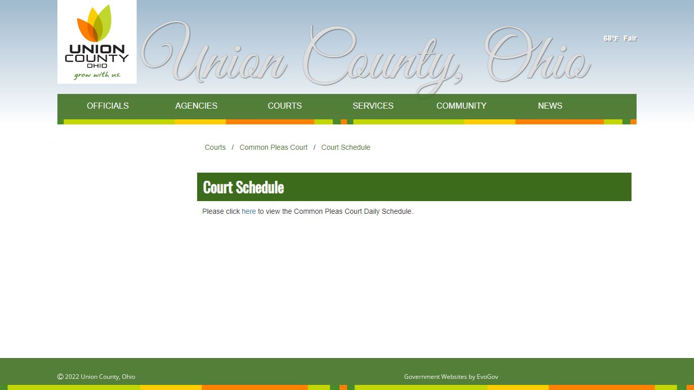 Union County, OhioCourt Schedule