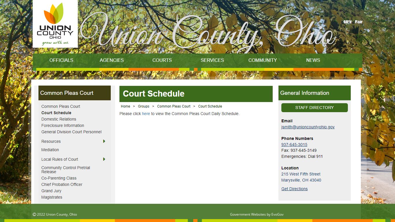 Union County, OhioCourt Schedule