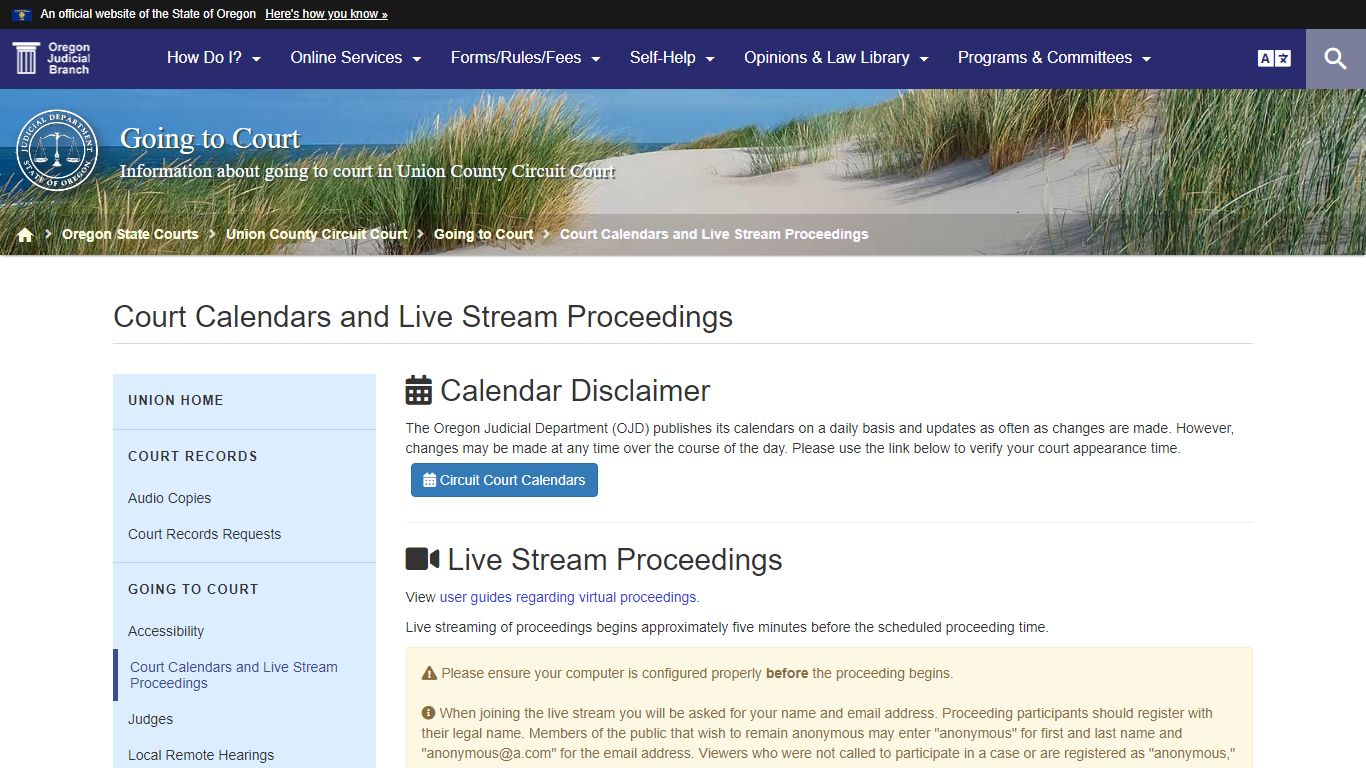 Oregon Judicial Department : Court Calendars and Live Stream ...